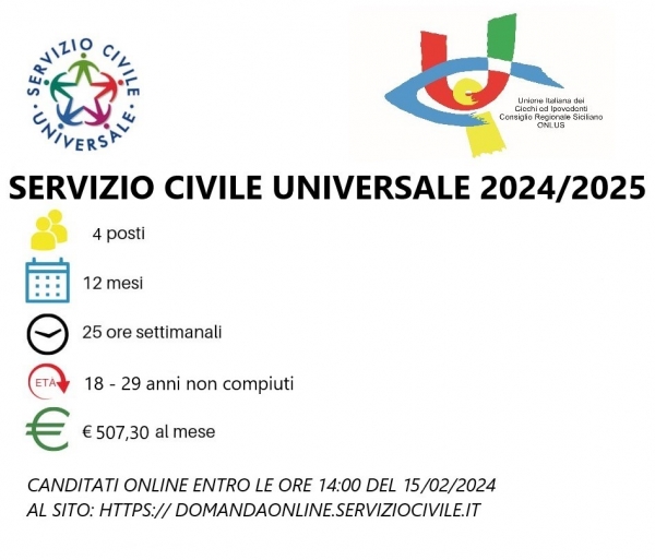 BANDO SERVIZIO CIVILE UNIVERSALE 2024